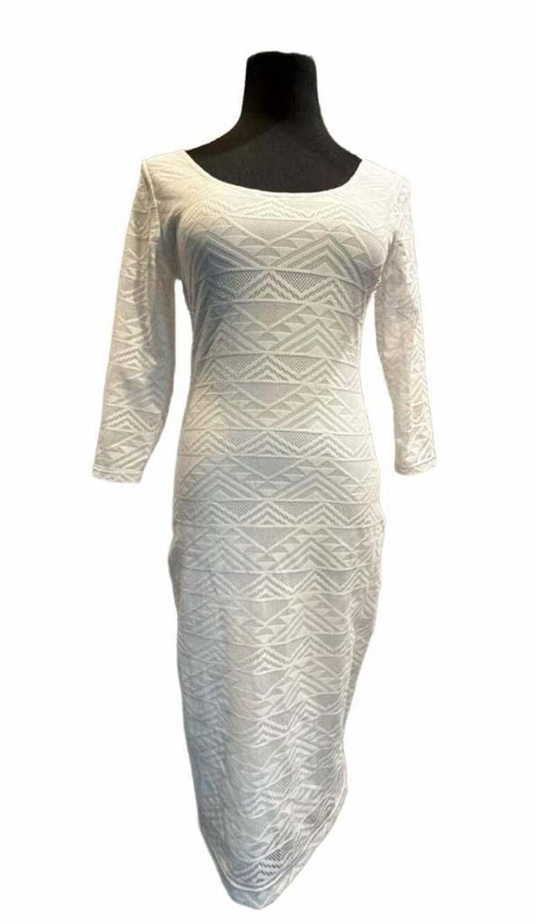 887 Fire Los Angeles White Lace Midi Bodycon Dress Size M